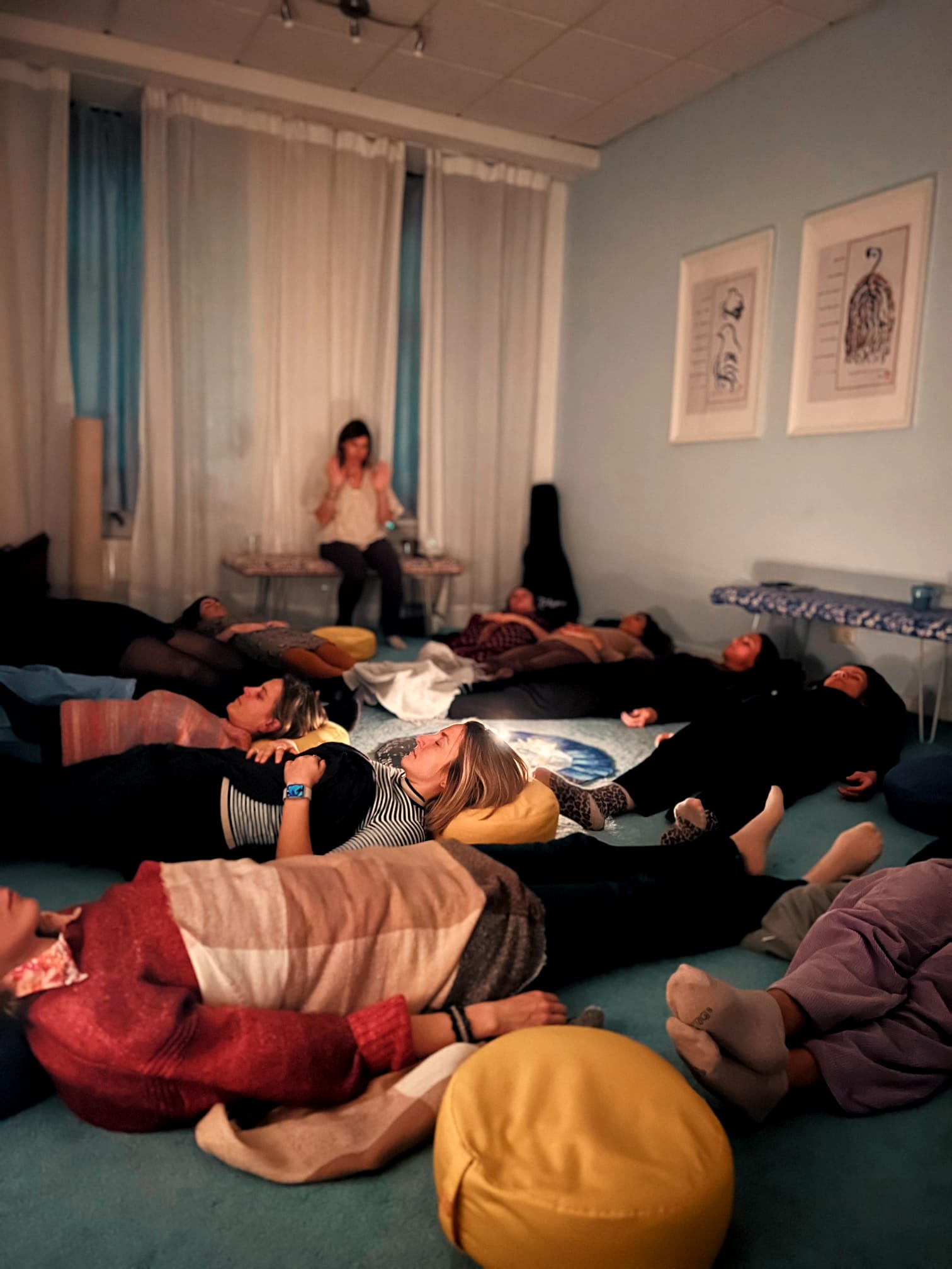 Women lying in rest during The Quiet Hour circle in Berlin